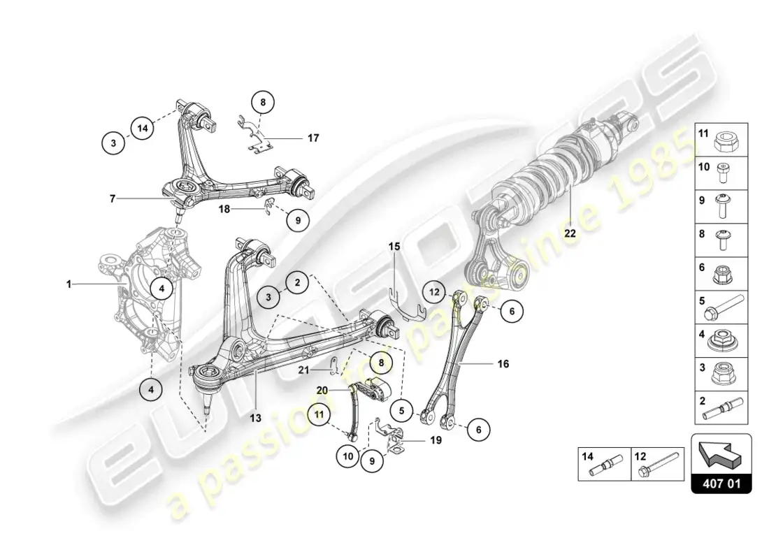 lamborghini sian (2020) suspension front parts diagram
