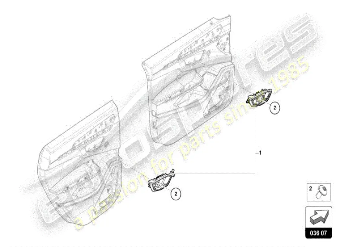 lamborghini urus (accessories) door handle, inner parts diagram