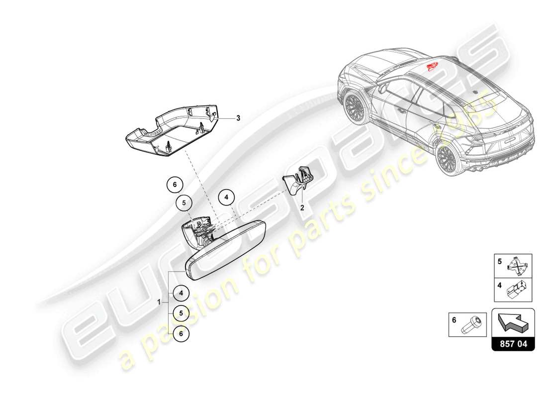 lamborghini urus (2020) interior mirror part diagram