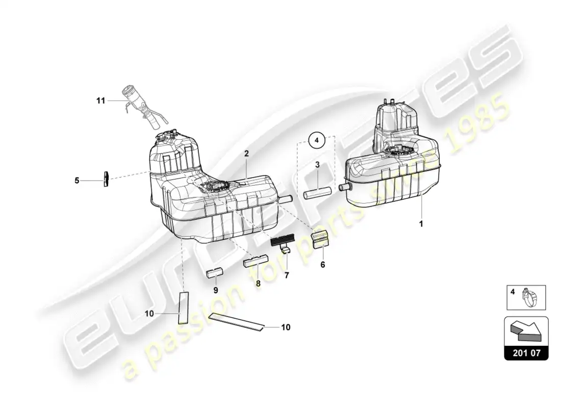 lamborghini lp580-2 coupe (2017) fuel tank parts diagram