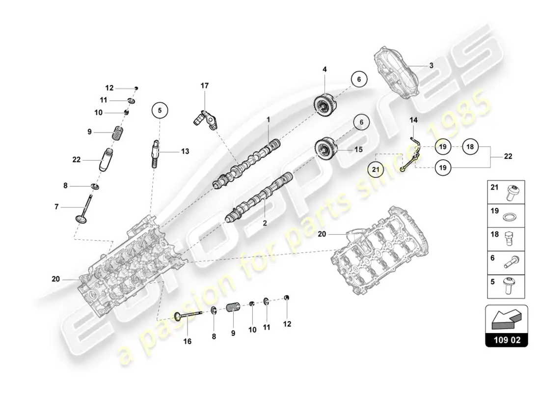 lamborghini lp580-2 coupe (2017) camshaft, valves parts diagram