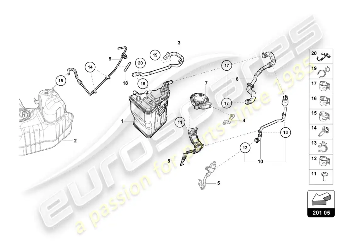 lamborghini lp610-4 coupe (2017) activated charcoal container parts diagram