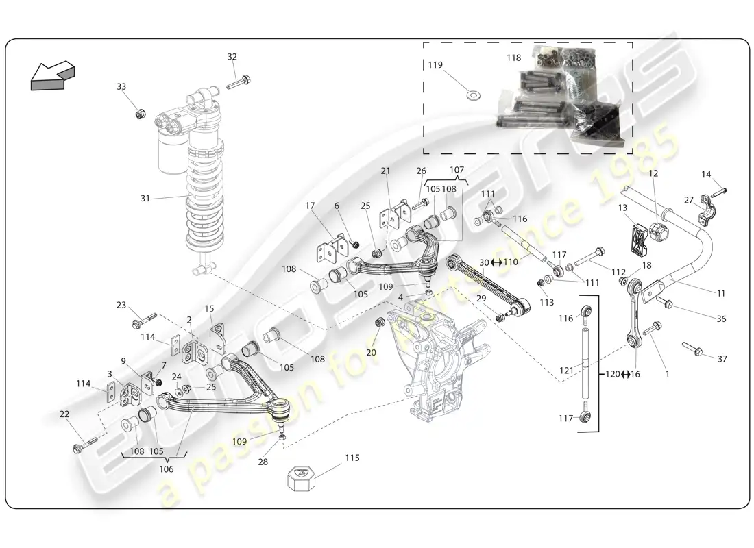 lamborghini super trofeo (2009-2014) rear drive shaft parts diagram