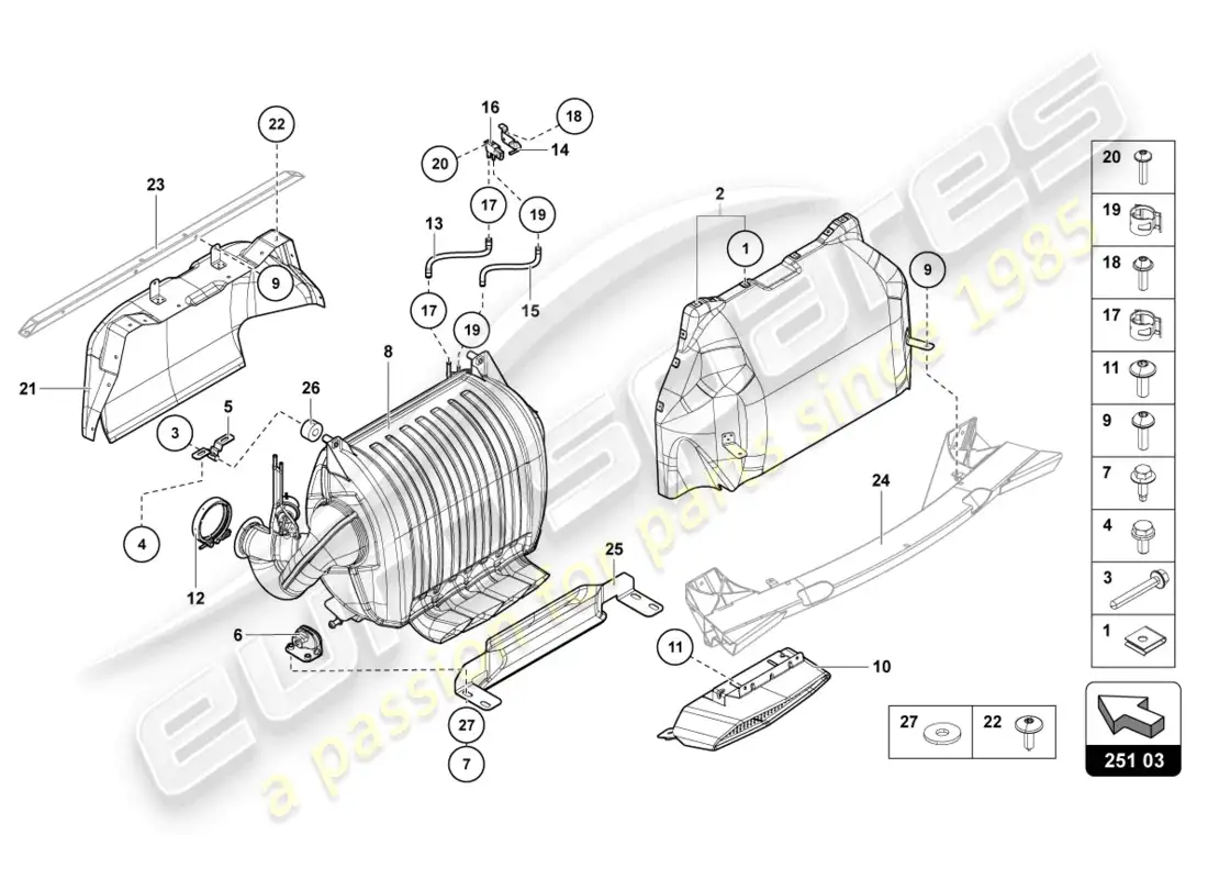 lamborghini lp700-4 roadster (2015) silencer with catalyst parts diagram