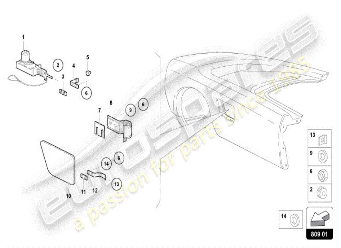 lamborghini diablo vt (1996) fuel filler flap part diagram