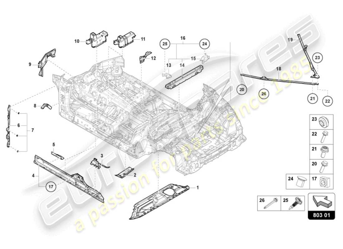lamborghini urus performante (2024) underbody parts diagram