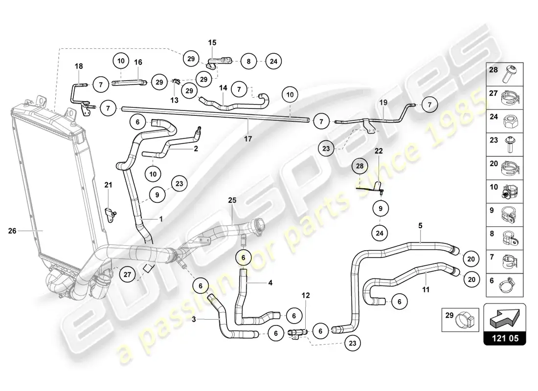 lamborghini lp700-4 coupe (2016) cooling system parts diagram