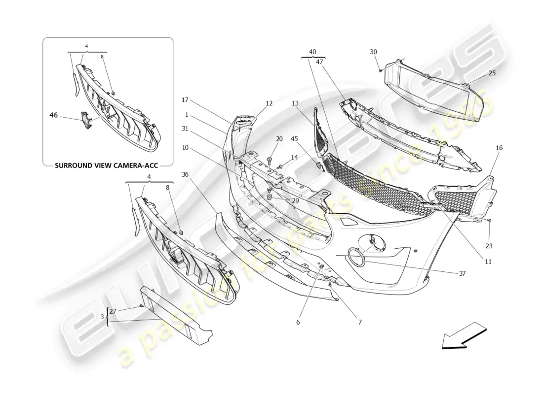maserati levante modena s (2022) front bumper parts diagram