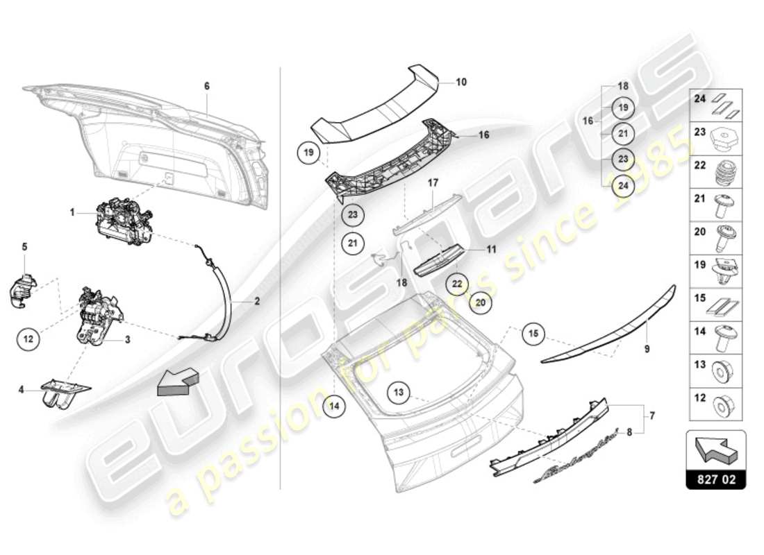 lamborghini urus (2020) rear lid rear parts diagram