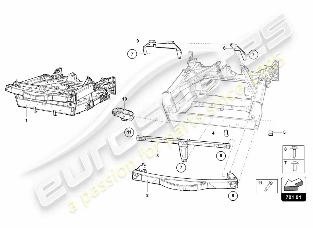 lamborghini lp700-4 coupe (2012) trim frame front part parts diagram