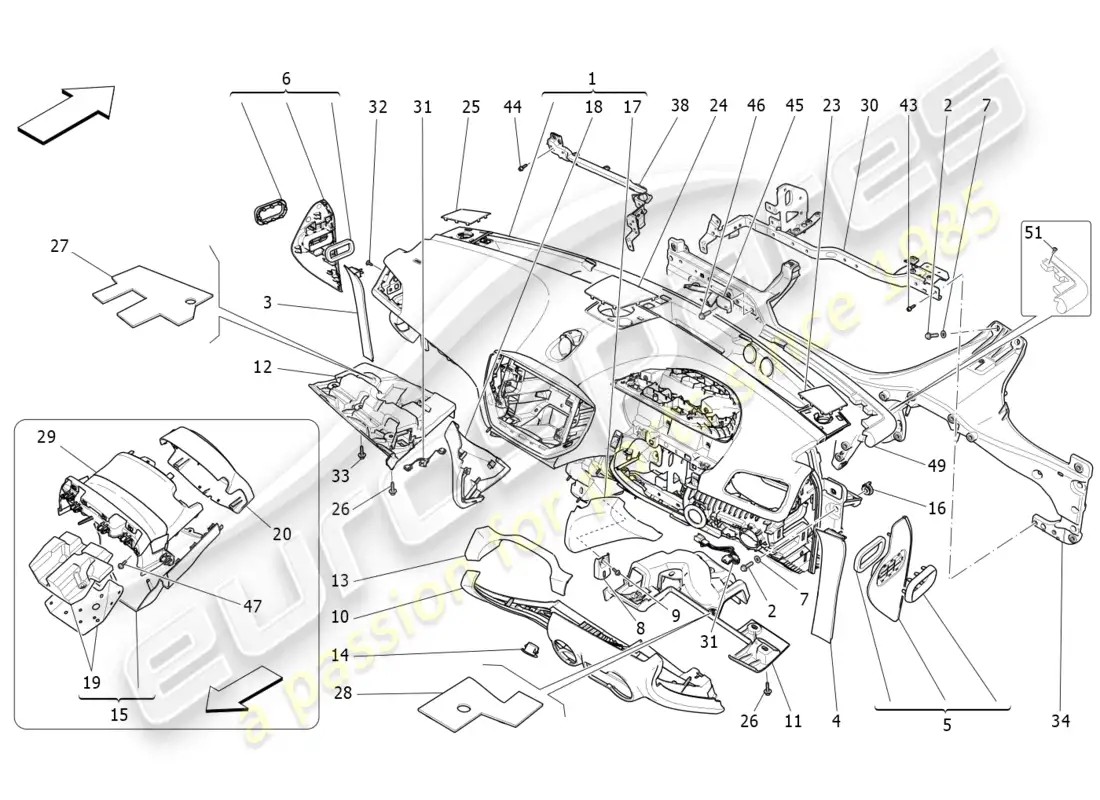maserati ghibli (2018) dashboard unit parts diagram