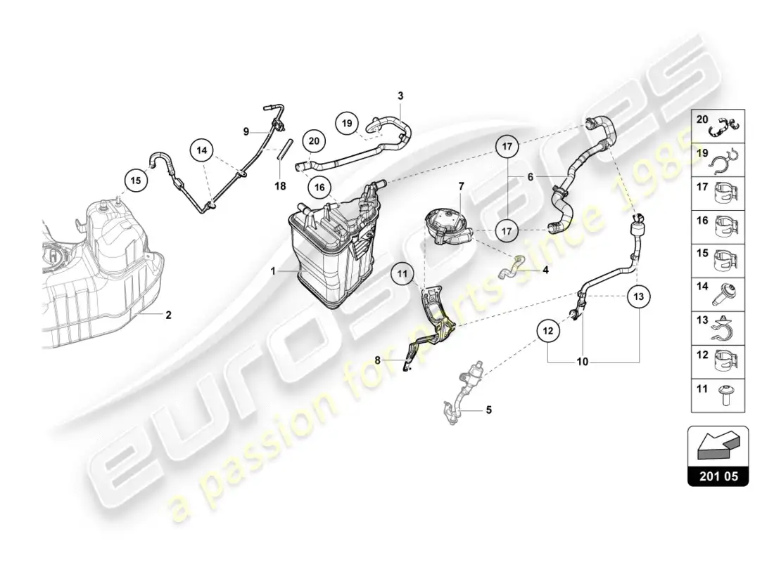 lamborghini lp580-2 coupe (2017) activated charcoal container parts diagram