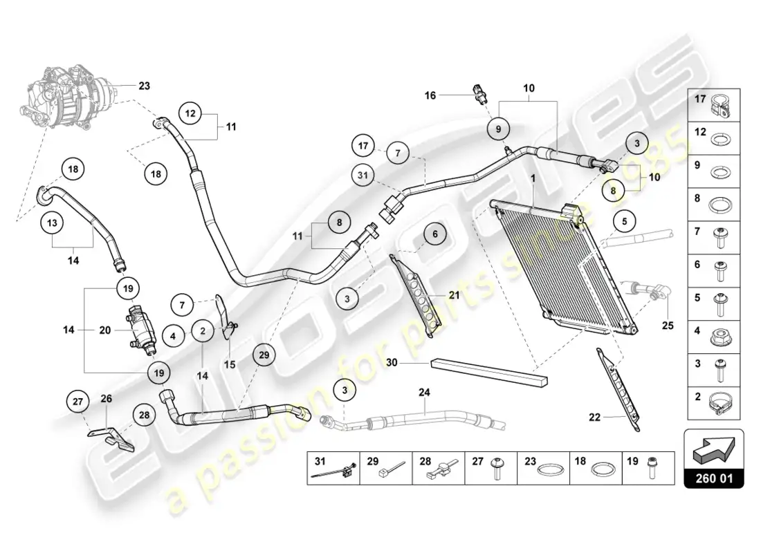 lamborghini lp700-4 roadster (2015) a/c condenser parts diagram