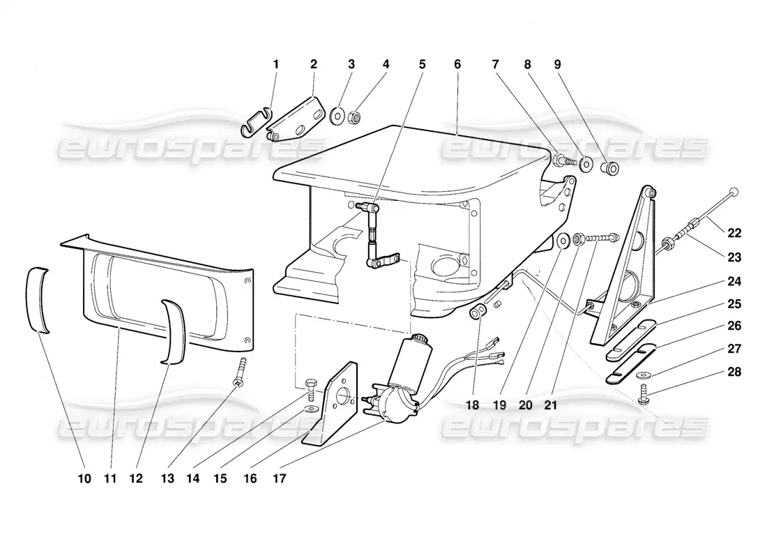 lamborghini diablo (1991) head lamp lighting system parts diagram
