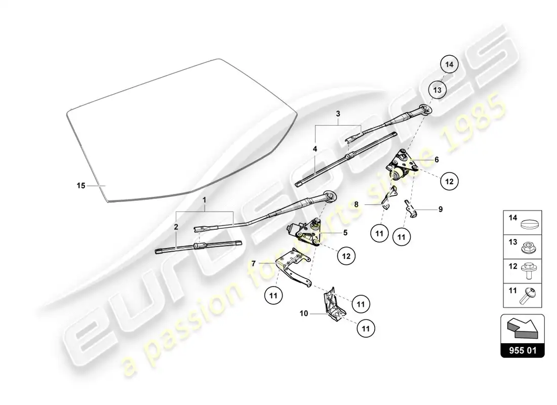 lamborghini lp580-2 spyder (2016) windshield wiper parts diagram
