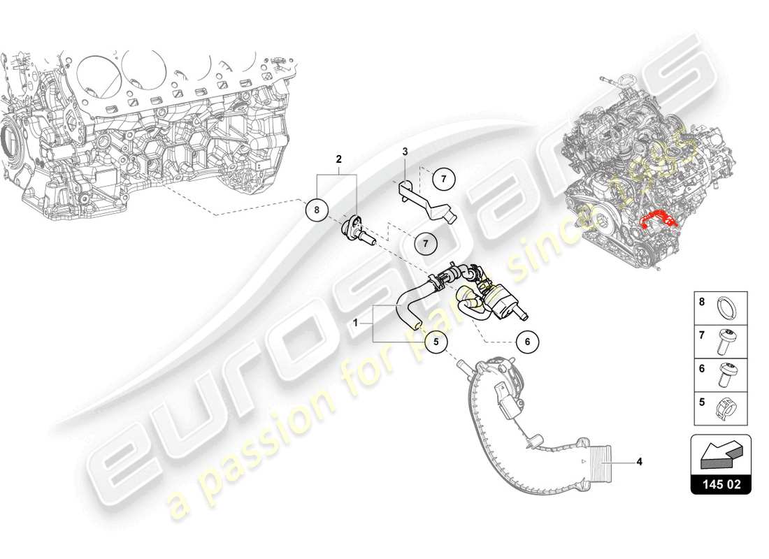 a part diagram from the lamborghini urus (2021) parts catalogue