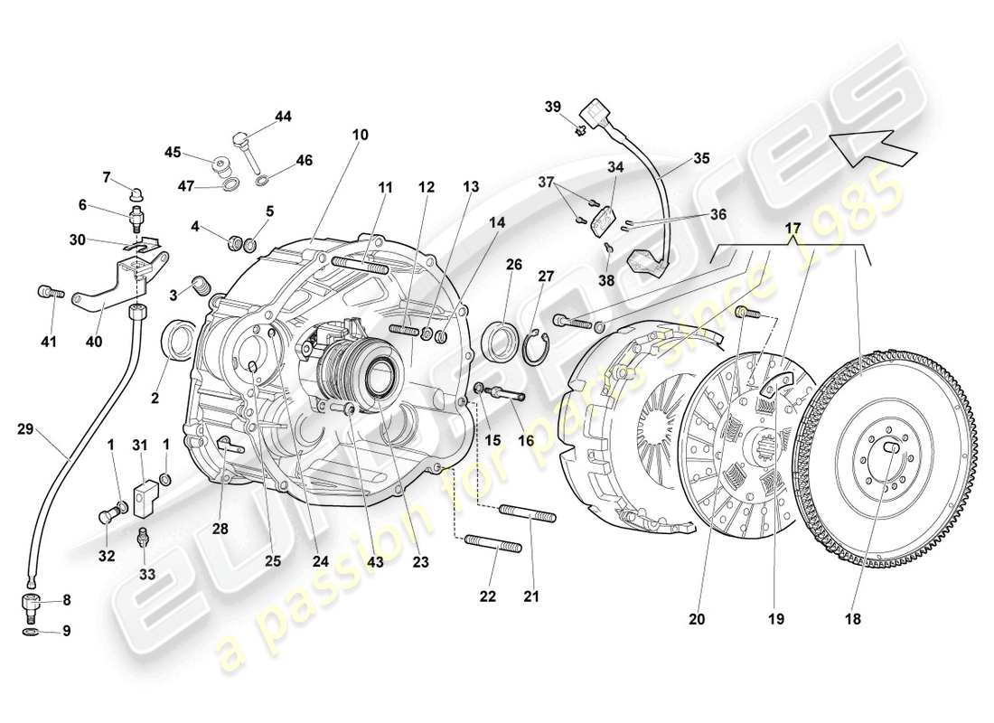 a part diagram from the lamborghini lp640 roadster (2008) parts catalogue