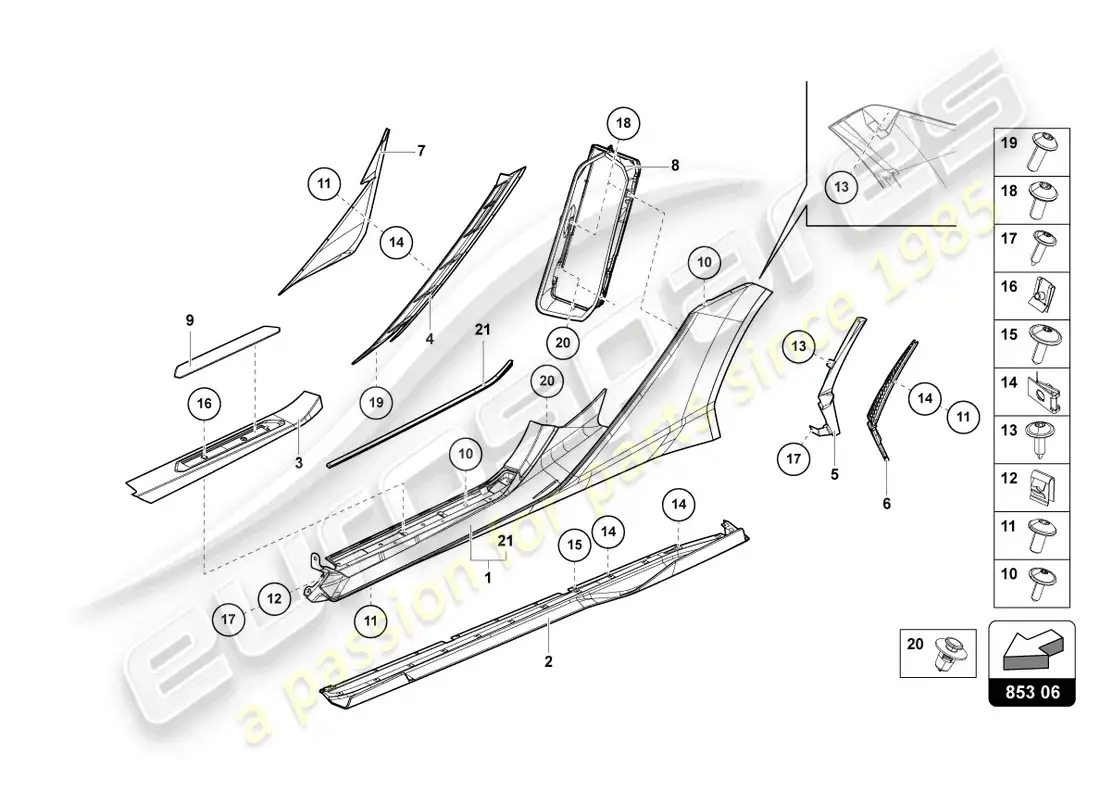 a part diagram from the lamborghini sian parts catalogue