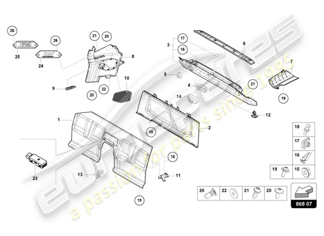 lamborghini 2024 (sterrato) interior decor part diagram