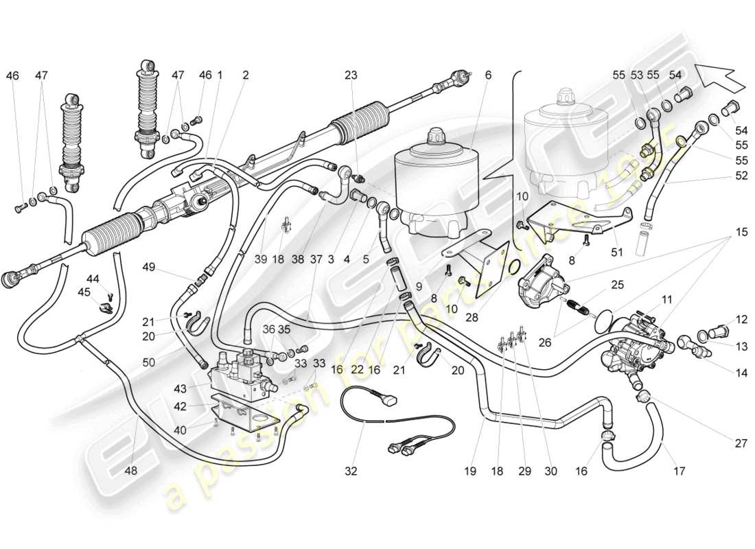 a part diagram from the lamborghini gallardo spyder (2006) parts catalogue