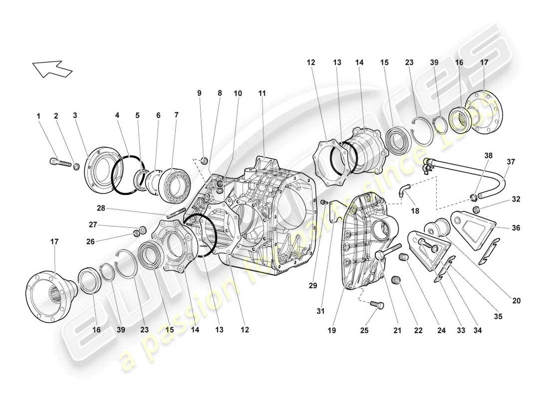 a part diagram from the lamborghini lp640 roadster (2009) parts catalogue