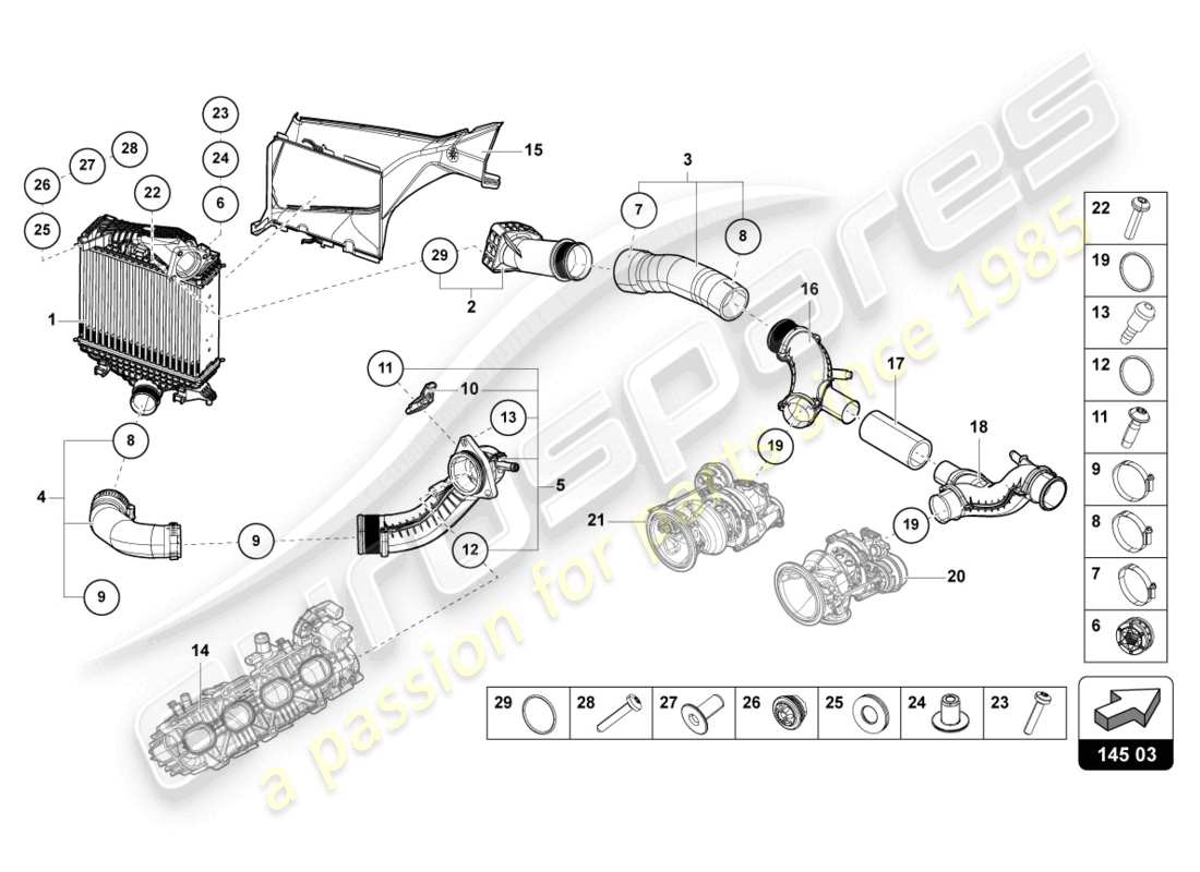 lamborghini urus performante (2023) charge air cooler left part diagram