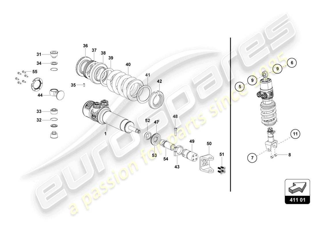 lamborghini super trofeo (2015) front suspension part diagram