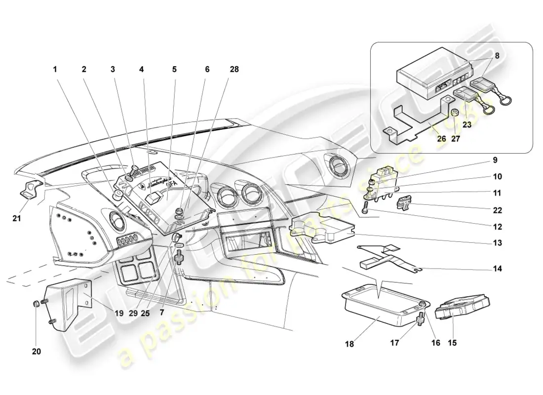 lamborghini murcielago roadster (2005) control modules for electrical systems parts diagram