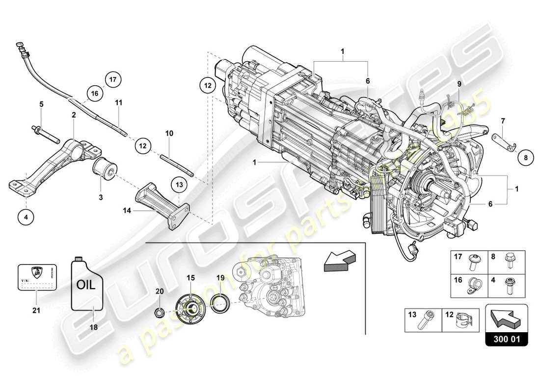 lamborghini sian roadster (2021) 7-speed automatic gearbox part diagram