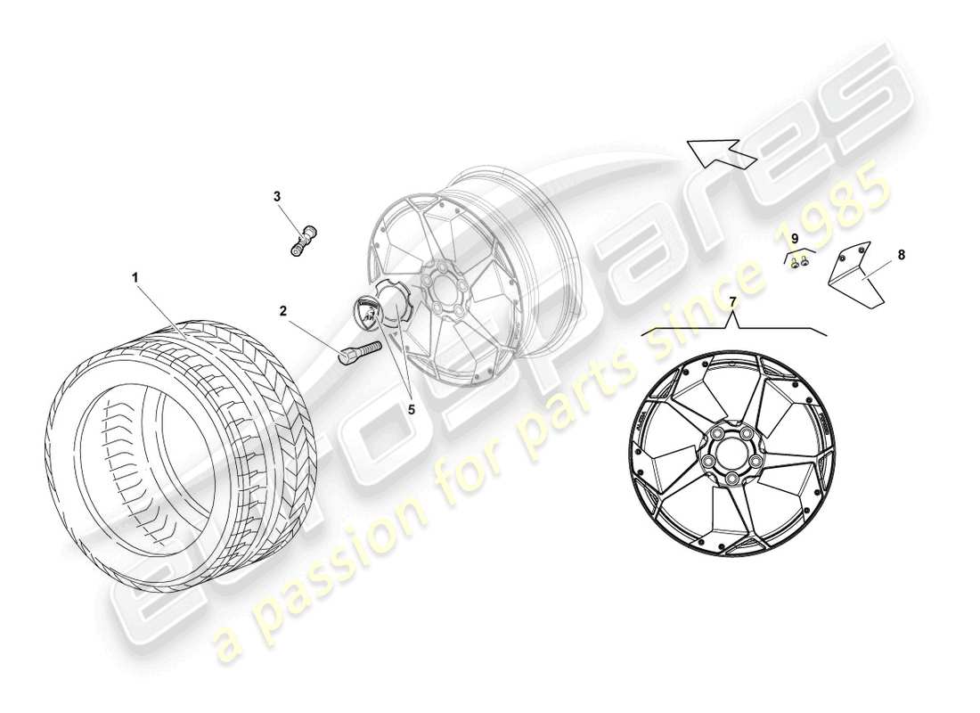 lamborghini reventon aluminium rim front part diagram