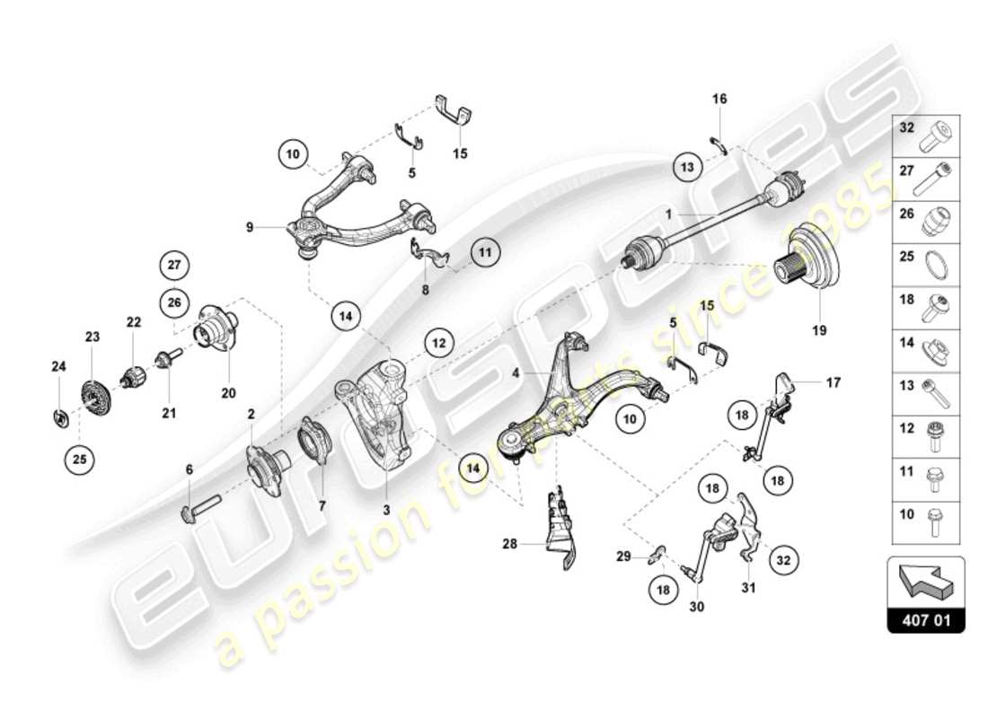 lamborghini 2024 (tecnica) axle shaft front part diagram