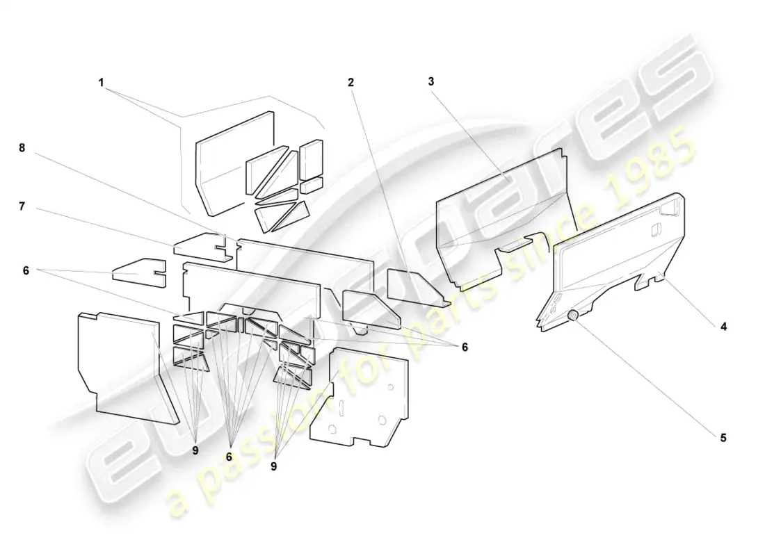 lamborghini murcielago coupe (2003) heat shield parts diagram