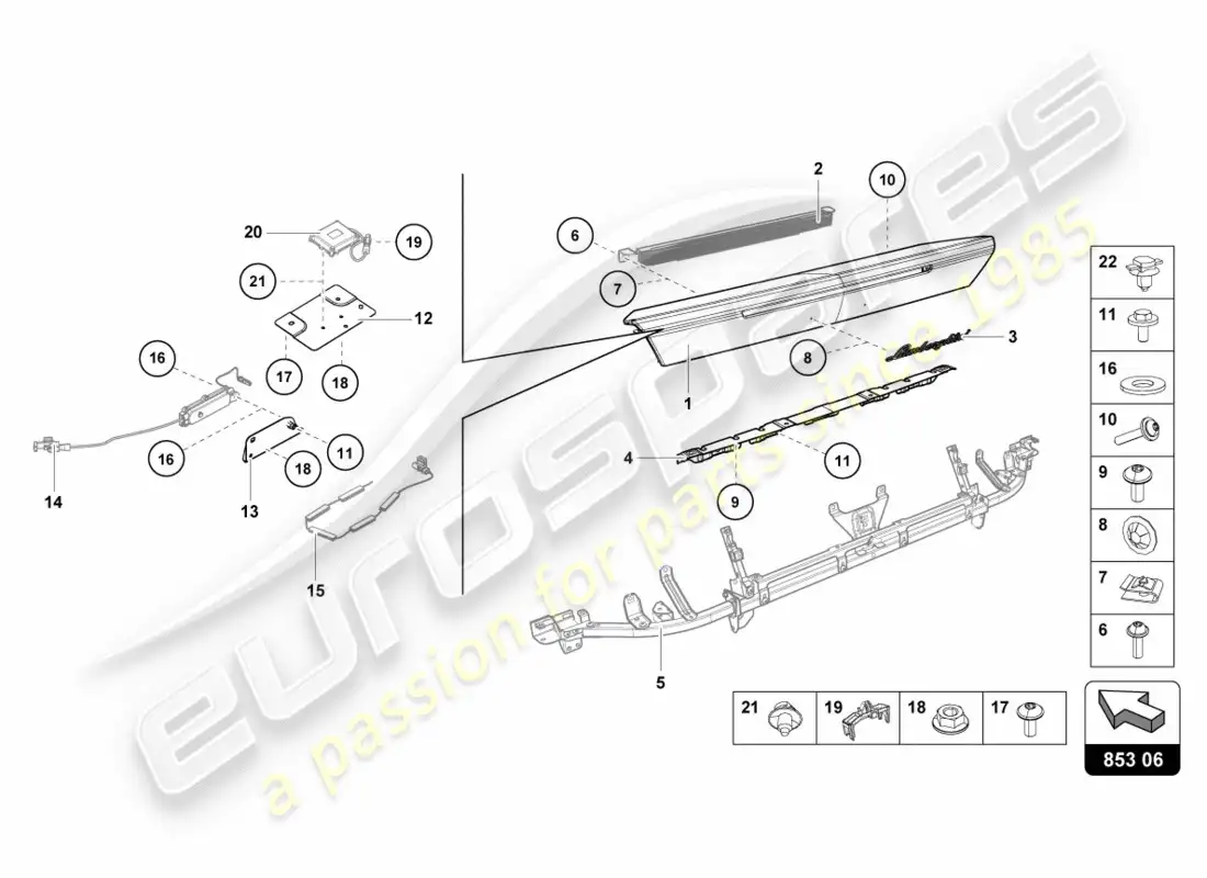 lamborghini lp600-4 zhong coupe (2016) rear panel upper part parts diagram