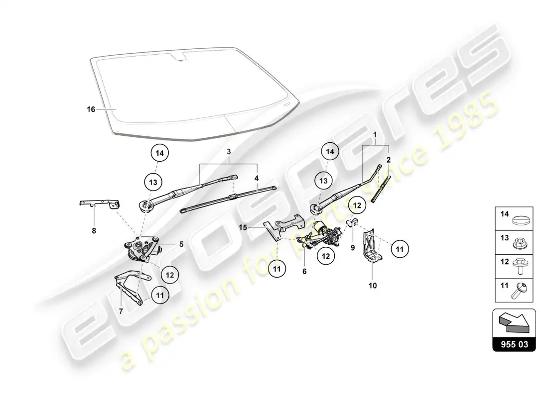 lamborghini lp580-2 spyder (2016) windshield wiper parts diagram