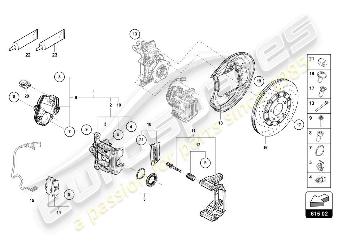 lamborghini urus performante (2023) fixed calliper brake rear part diagram