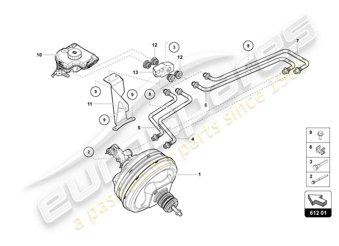 lamborghini 2022 (lp770-4 svj roadster) brake servo parts diagram
