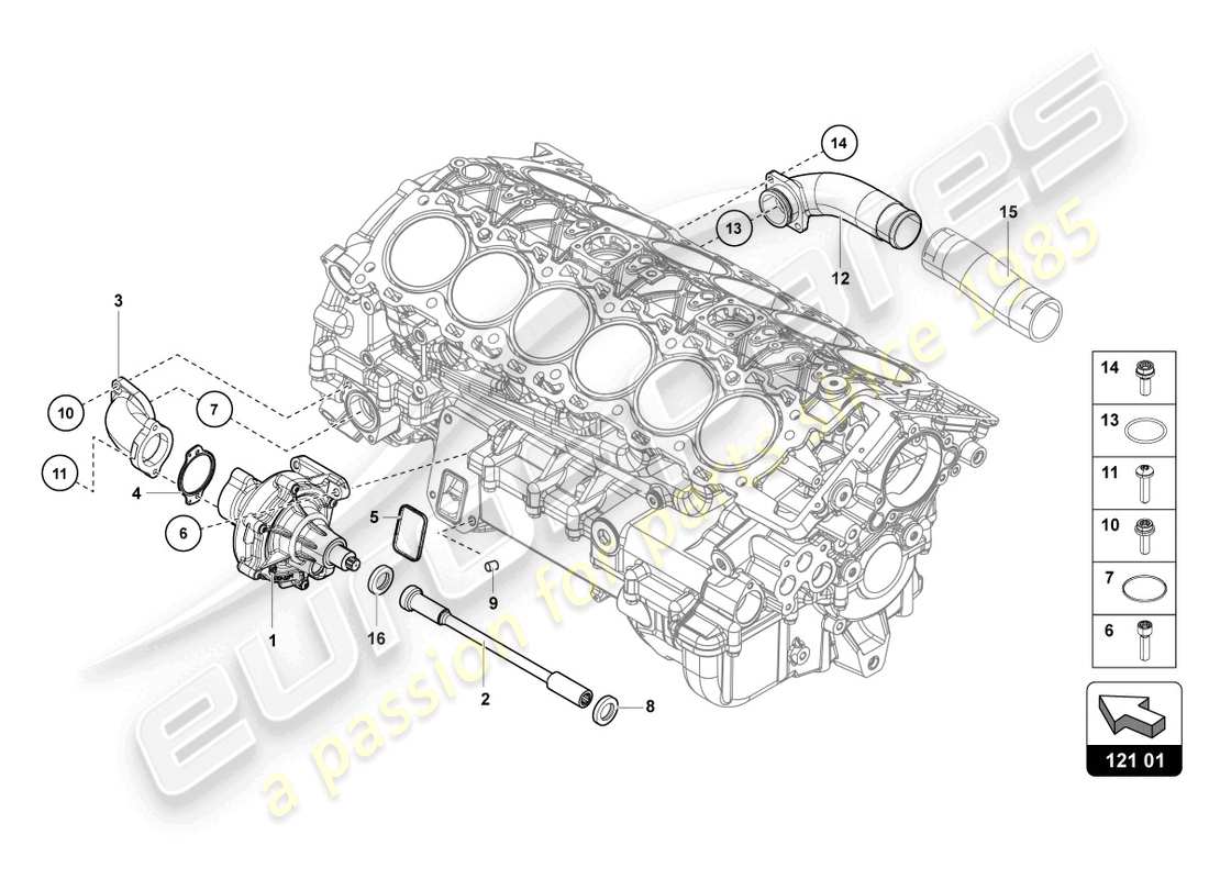 lamborghini sian roadster (2021) coolant pump part diagram