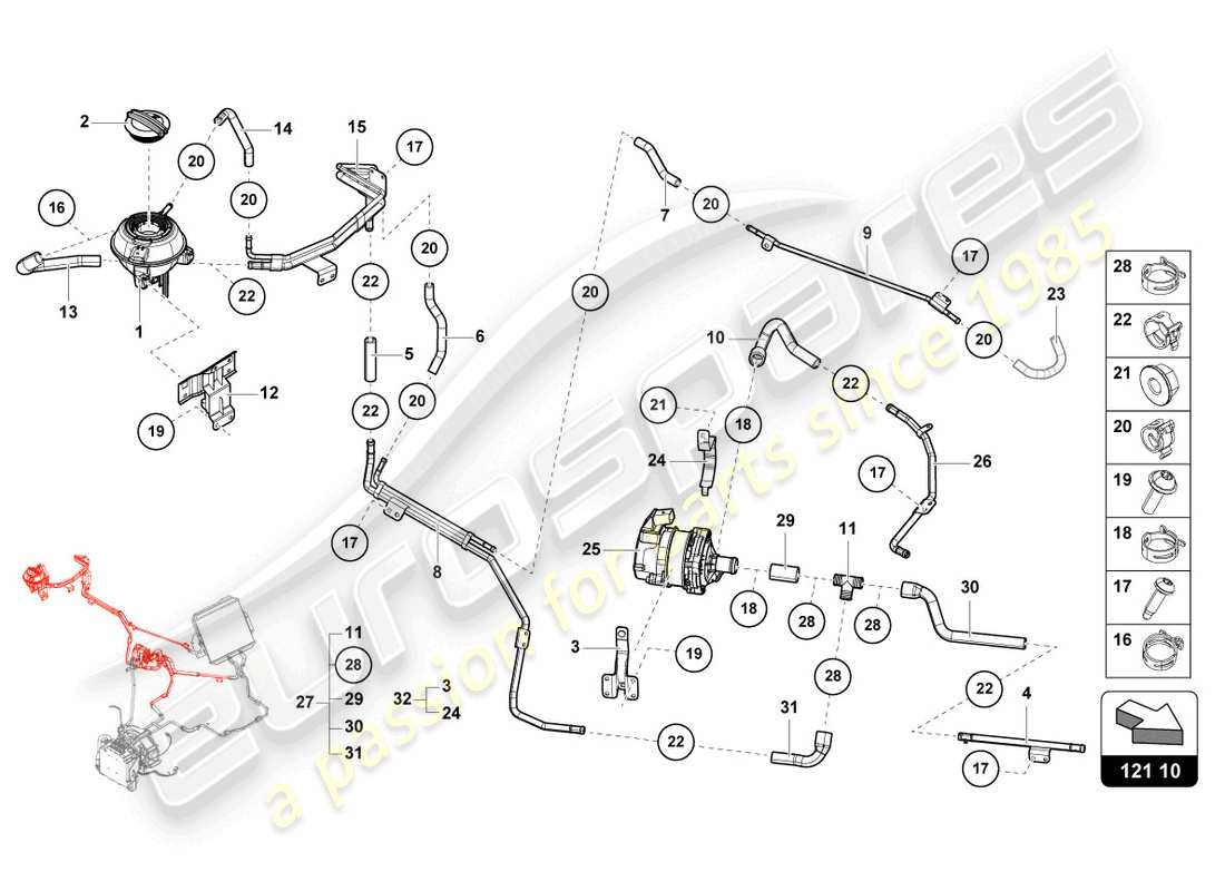 lamborghini sian roadster (2021) cooling system part diagram