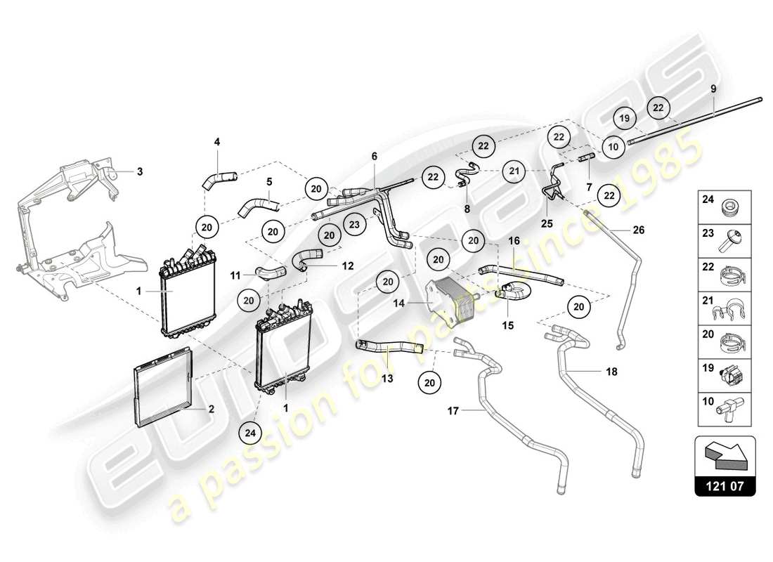 lamborghini 2022 (lp770-4 svj coupe) additional cooler for coolant parts diagram