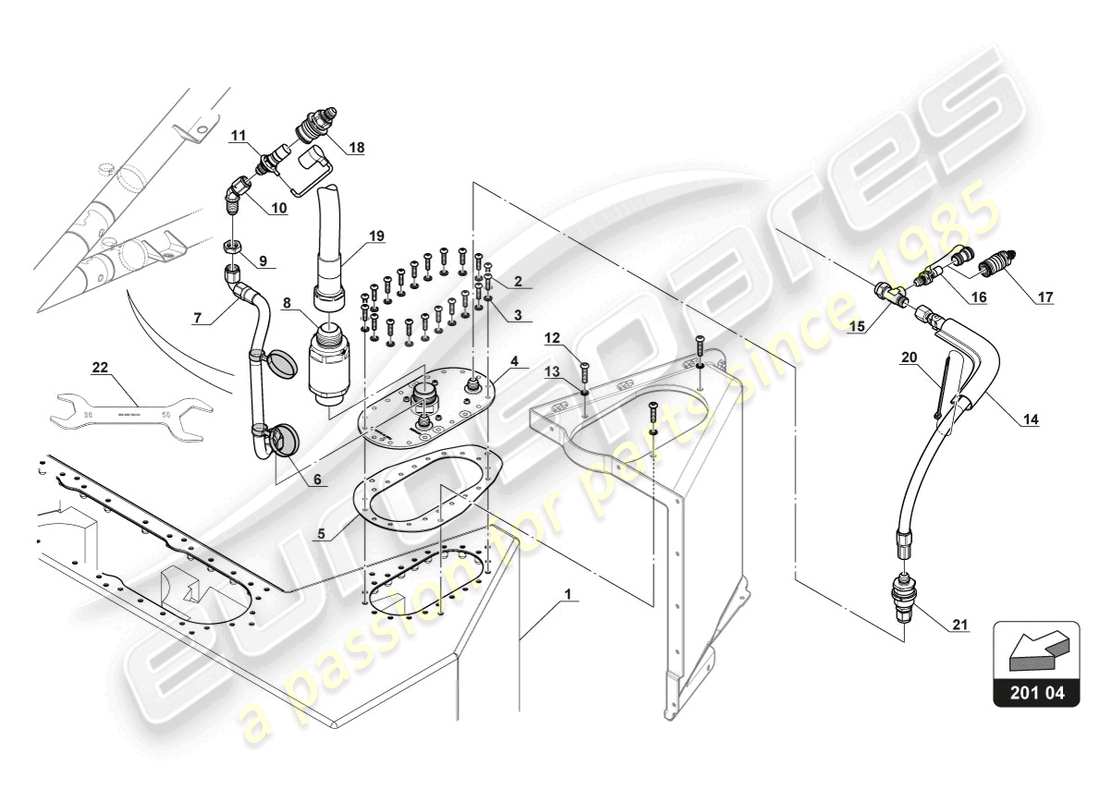 a part diagram from the lamborghini huracan squadra corse parts catalogue