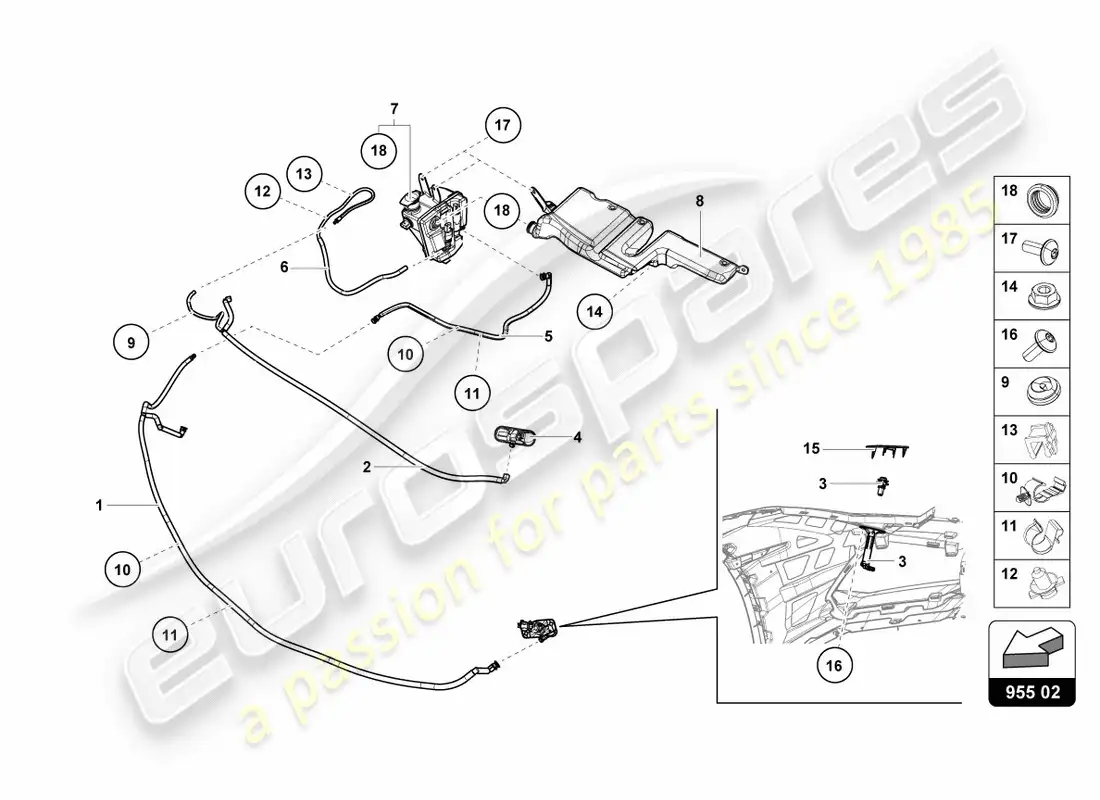 lamborghini lp580-2 spyder (2016) headlight washer system parts diagram