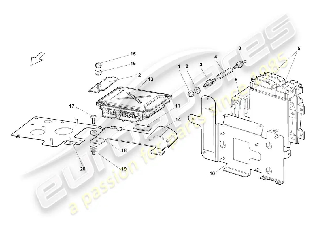 lamborghini murcielago coupe (2004) engine control unit parts diagram
