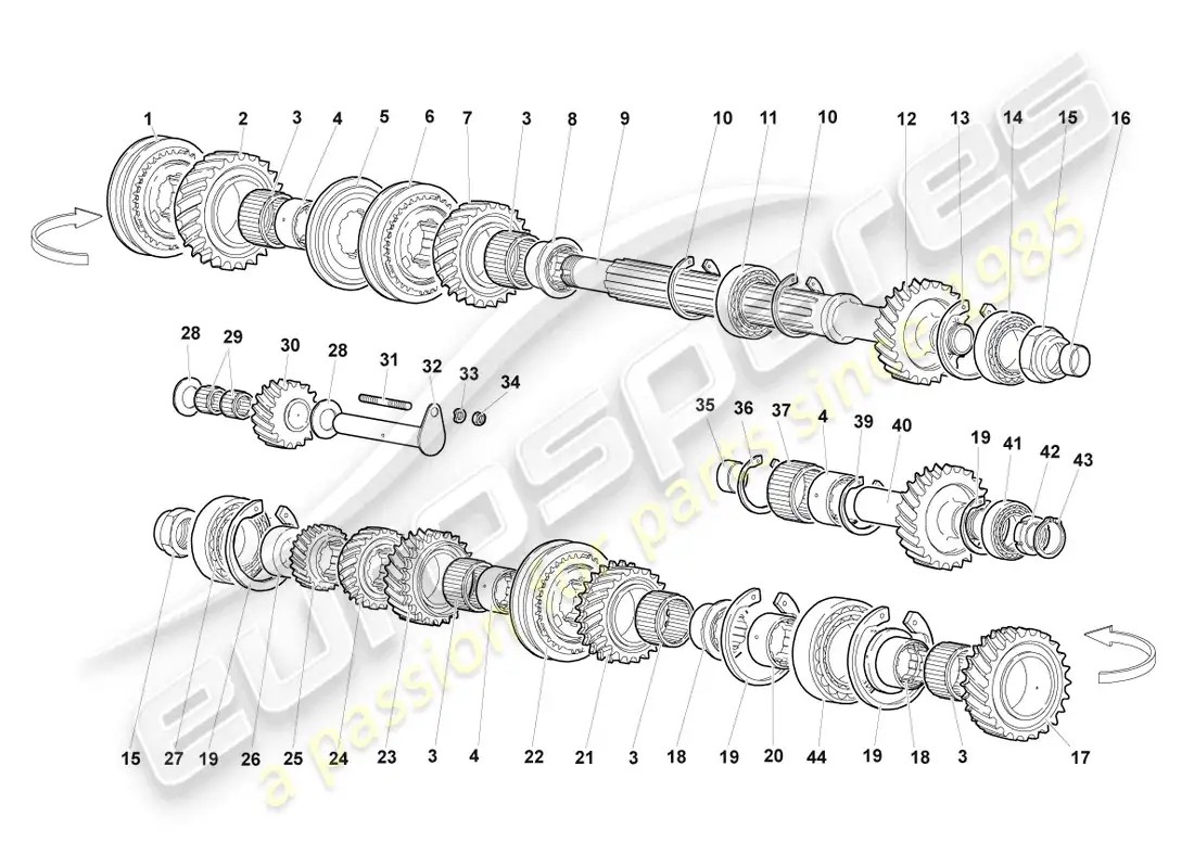 lamborghini murcielago coupe (2003) output shaft parts diagram