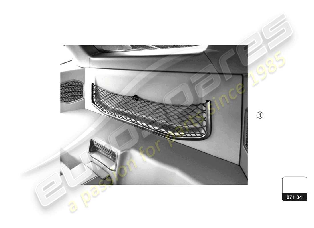 lamborghini huracan sterrato (accessories) mesh pocket part diagram