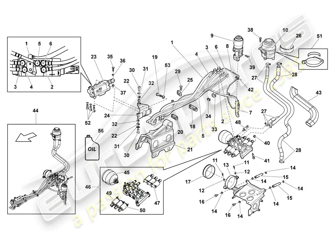 lamborghini murcielago coupe (2003) gear selector parts diagram