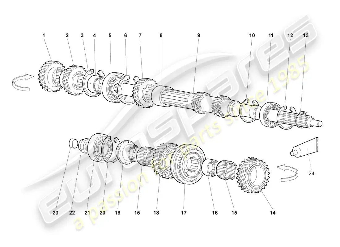 lamborghini murcielago coupe (2003) input shaft parts diagram