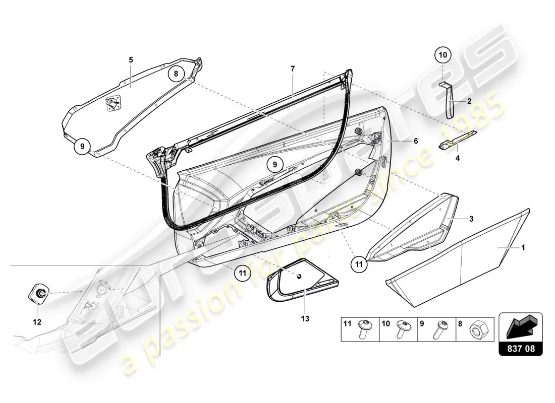 lamborghini centenario coupe (2017) door panel parts diagram