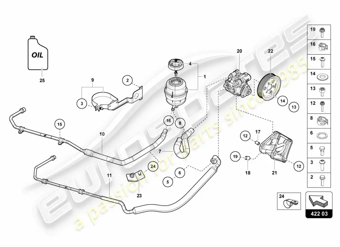 lamborghini centenario coupe (2017) electric power steering pump parts diagram