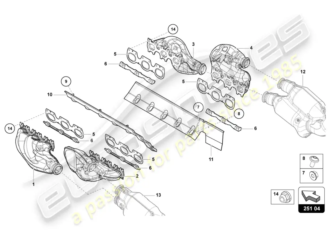 lamborghini sian (2021) exhaust system parts diagram