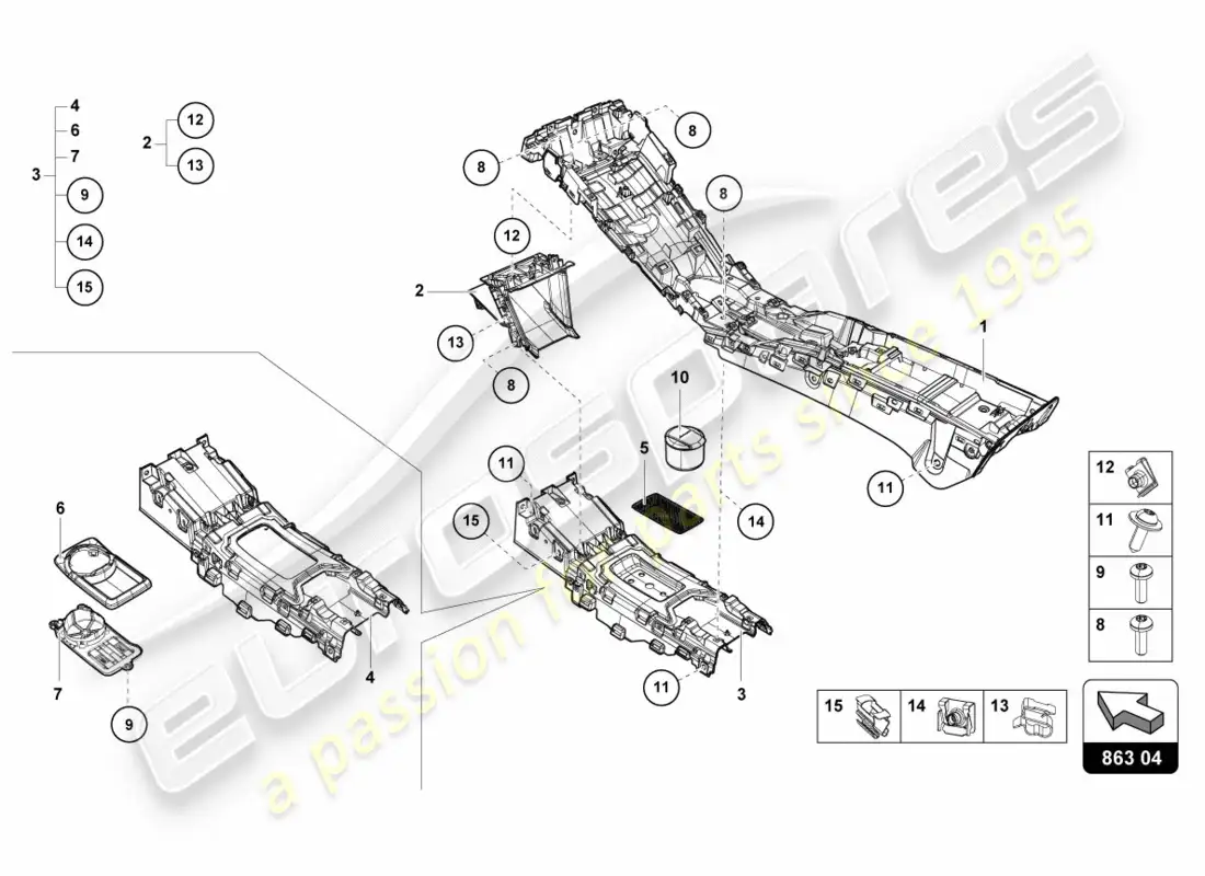 lamborghini lp600-4 zhong coupe (2016) tunnel parts diagram